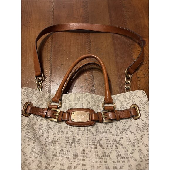 michael kors hamilton handbag large White And Brown Leather Strap - Picture 2 of 8